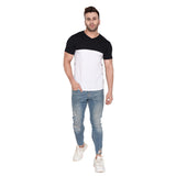 Men Solid V Neck Cotton Blend Grey T-Shirt